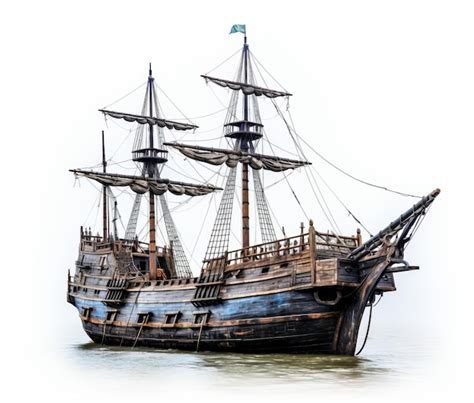 Premium Photo | An old wooden pirate ship in the water