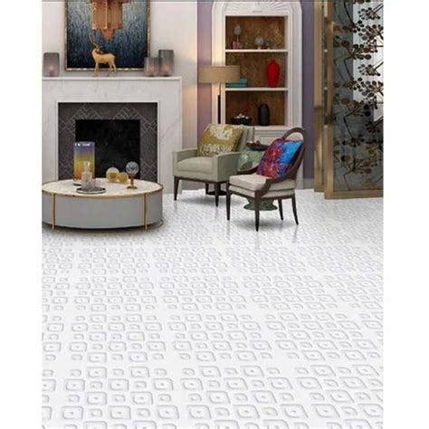 White 3d 29 Digital Hd Porcelain Floor Tiles 600x600 Mm Thickness 8