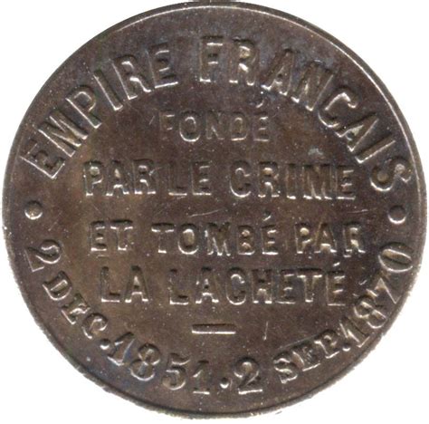 Jeton Défaite de Sedan Module de 2 Centimes satirique Napoléon III