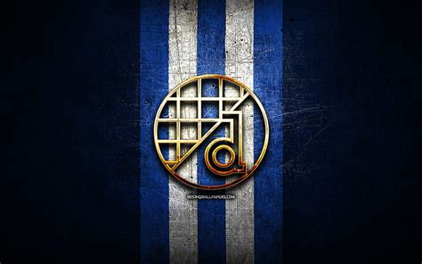 Dinamo Zagreb Fc Golden Logo Hnl Blue Metal Background Football