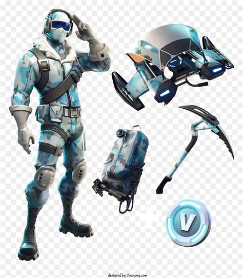 Fortnite Jas Biru Garis Garis Hitam Dan Perak Gambar Png