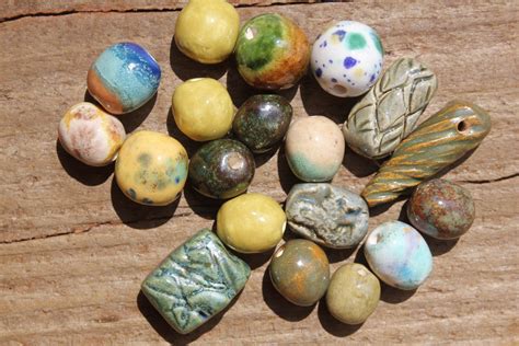 Set Of Handmade Pottery Beads Handmade Ceramic Beads Various