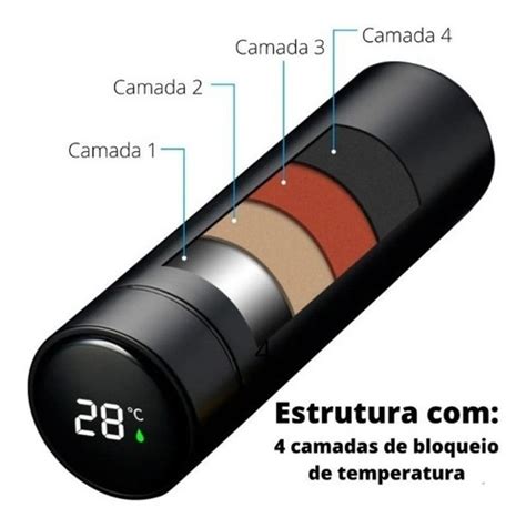 Garrafa T Rmica Ml Inteligente Led Visor Temperatura