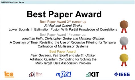 Temporal Calibration Paper Wins MFI 2021 Best Paper Runner Up Award