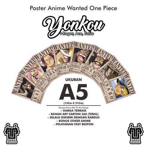 Jual Poster Bounty Poster Wanted One Piece Yonkou Set Ukuran A