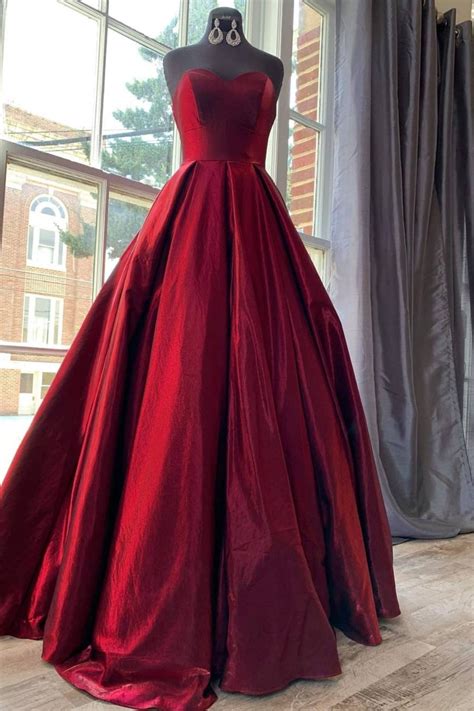 Strapless Burgundy Long Ball Gown Ball Gowns Evening Gowns Formal