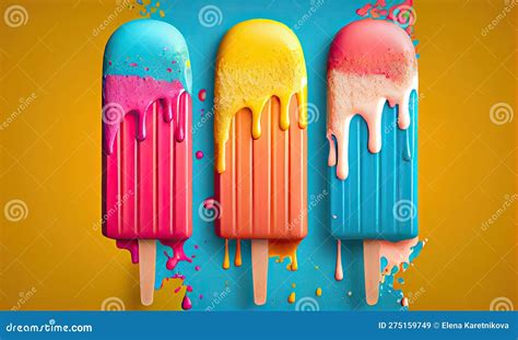 Melting Ice Cream Sprinkled With Pineapple And Lollipops D Pastel