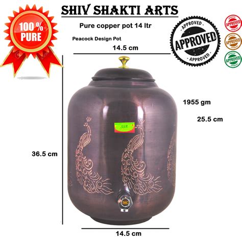 Shiv Shakti Arts Copper Water Dispenser Pot Antique Peacock Engrave Wi Shiv Shakti Arts