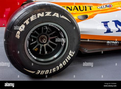 Close Up Of Bridgestone Potenza F1 Rear Racing Slick Tyre Tire On