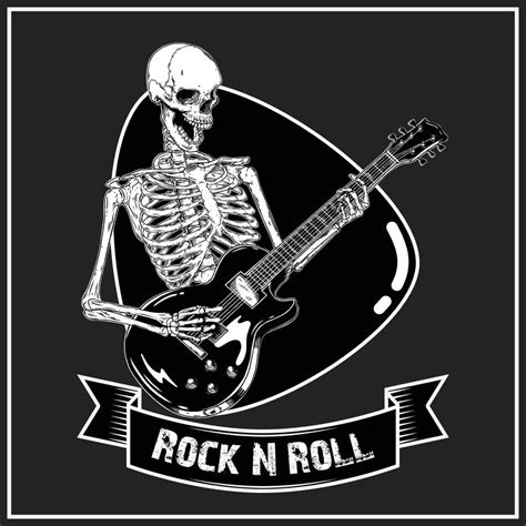 Guitarist Skeleton Rock N Roll Vector Illustration Rock And Roll Guitar 14750974 Vector Art