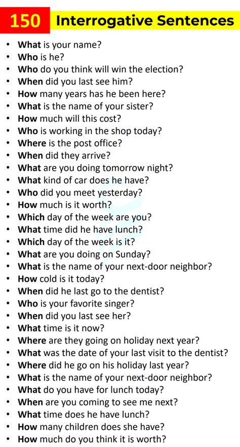 150 Interrogative Example Sentences In English • Englishilm