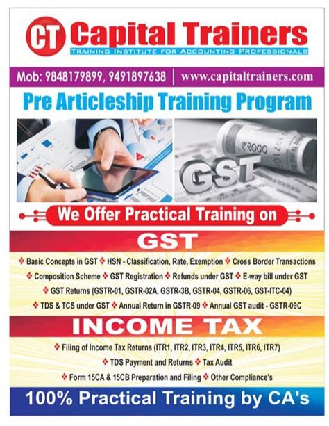 Practical Gst Training Courses In Rajahmundry By Ca S Capital Trainers