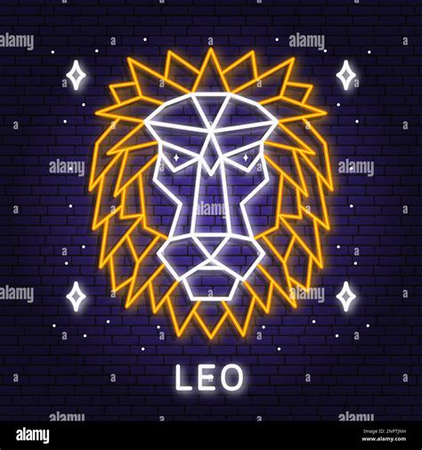 Zodiac Astrology Horoscope Neon Sign Leo Linear Design Vector