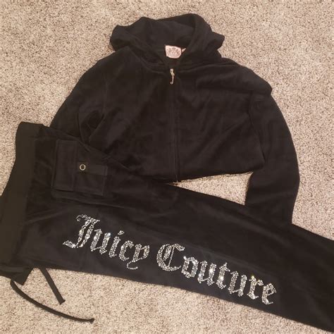 Juicy Couture Pants And Jumpsuits Black Juicy Gothic Logo Velour Tracksuit Poshmark