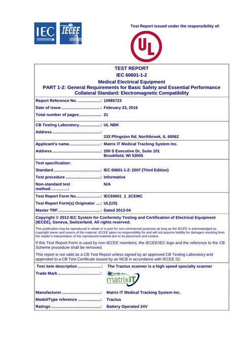 PDF TEST REPORT IEC 60601 1 2 Medical Electrical Equipment Test