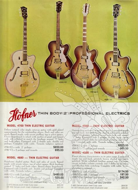 Höfner fine professional guitars and electric basses catalog prospekt