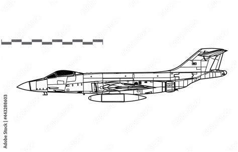 McDonnell F 101A C Voodoo Vector Drawing Of Supersonic Jet Fighter