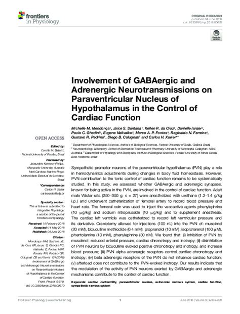 (PDF) Involvement of GABAergic and Adrenergic Neurotransmissions on Paraventricular Nucleus of ...