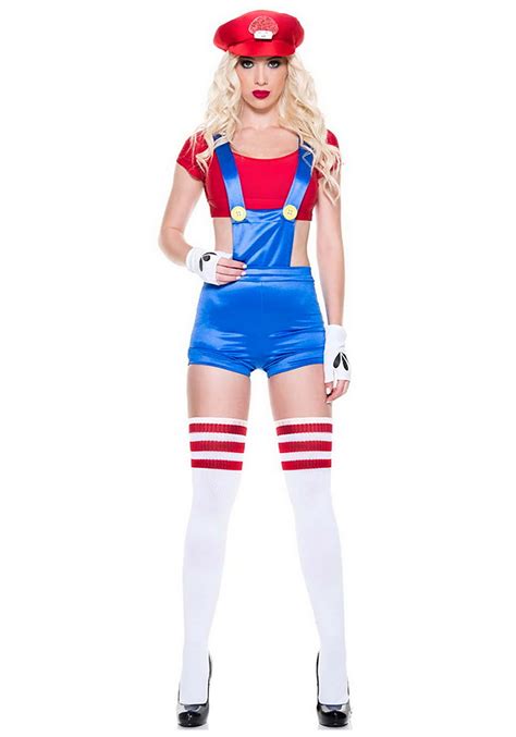 Womens Sassy Red Plumber Costume Sexy Video Game Costumes