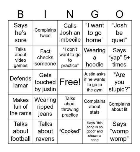 Allen Bingo Card