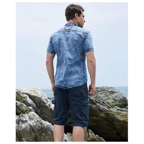 Men's Short Sleeve Denim Shirts | Short sleeve denim shirt, Denim shirt ...