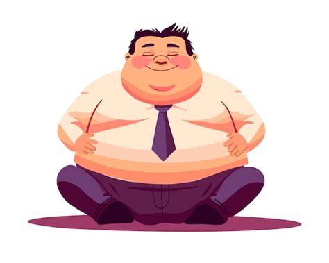 Premium Vector Happy Fat Man Is Sitting On The Floor Love Yourself