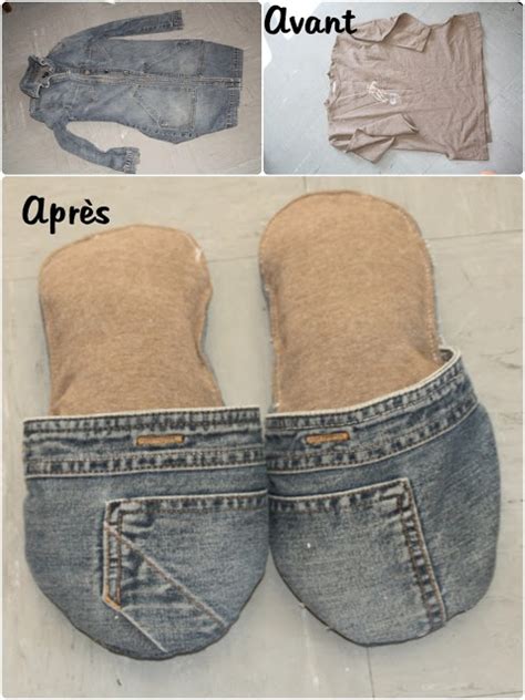 Made In Liochka Des Chaussons Avec Du Jeans Chaussons Recyclage De