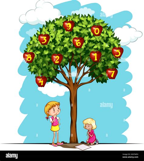 Apple Tree With Numbers Stock Vector Image And Art Alamy