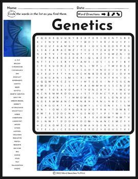 Genetics Word Search Puzzle By Word Searches To Print Tpt