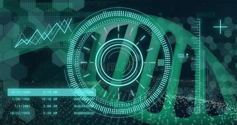 Animation Of Loading Circles Graphs Changing Numbers Over Dna Helix