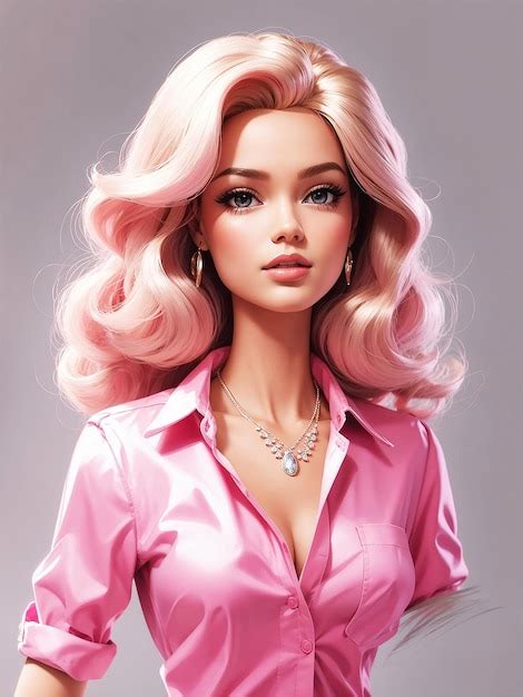 Premium Ai Image A Beautiful Barbie Doll With Pink Shirt