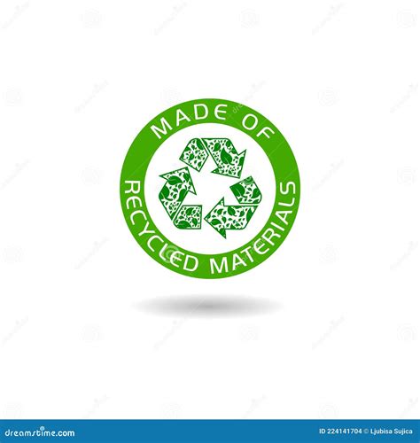 Made Of Recycled Materials Icon With Shadow Stock Vector Illustration