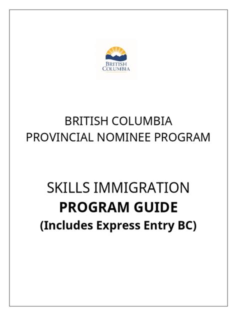 BC PNP Skills Immigration Program Guide | PDF | International English Language Testing System | Wage