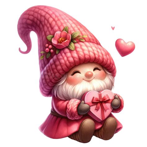 Cute Gnome Box Chocolates Valentine Clipart Illustration Ai Generative