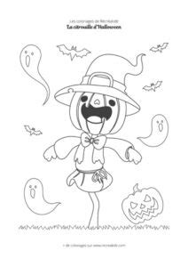 Coloriage Pouvantail Citrouille D Halloween Dessin Colorier