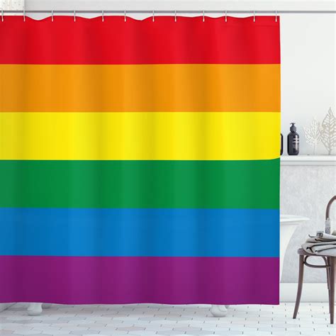 Ambesonne Rainbow Shower Curtain Gay Parade Flag Freedom Wx L