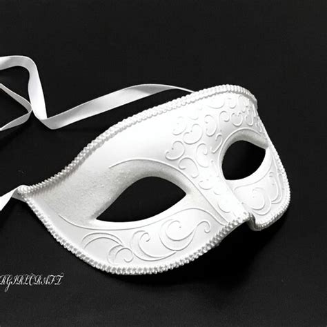 White Masquerade Mask White Men Mask Party Event Mask - Etsy