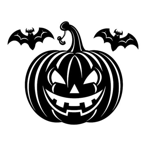 Premium Vector Happy Halloween Elements In Black And White Silhouette