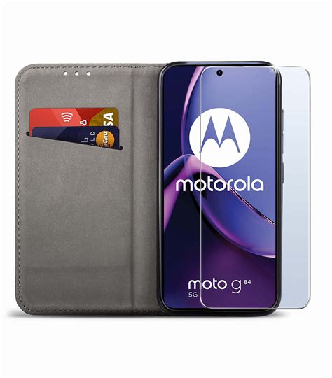 etui do motorola moto g84 5g granatowe zamykane szkło