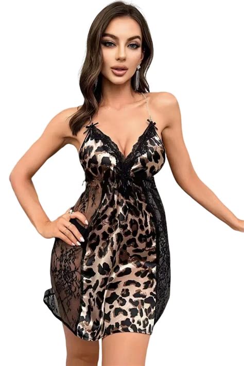 Elegant OEM Satin Leopard Print Lingerie Bold Chic