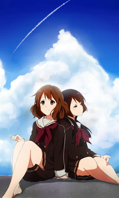 Safebooru 2girls Barefoot Black Hair Blue Sky Brown Eyes Brown Hair