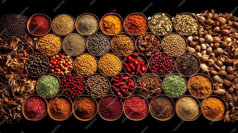 Premium AI Image | Set of spices on a black background generative ai