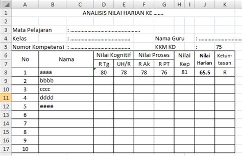 Mengolah Nilai Harian Dengan Ms Excel Cerdas Belajar Matematika