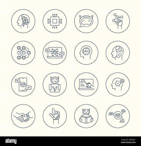 Artificial Intelligence Line Icons Ai Thin Line Icons Robotics Vector