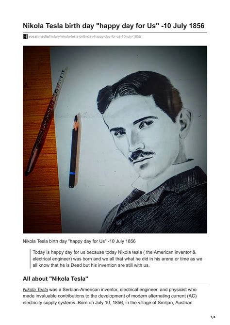 Nikola Tesla Birth Day Happy Day For Us 10 July 1856 Pdf