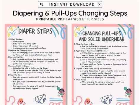 Diaper Changing Steps Daycare Printable Diapering And Pull Up Changing