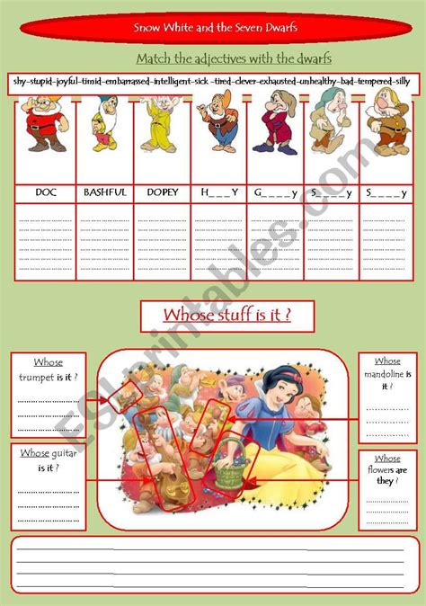 Snow White And The Seven Dwarfs Esl Worksheet By Luzdelaluna Hot Sex