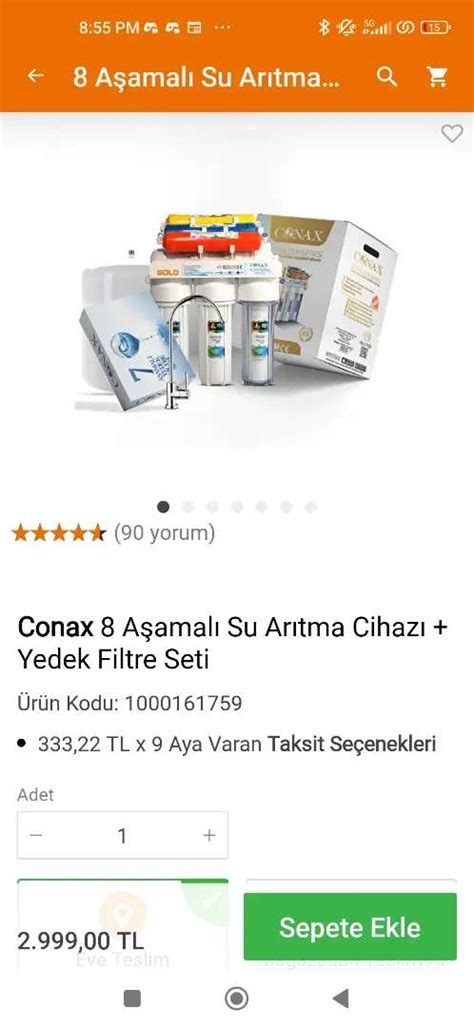 Conax Su Ar Tma Cihaz Yedik Filter Seti Di Er