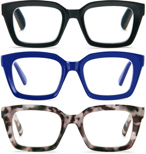 Reavee Pack Oprah Style Oversized Reading Glasses For Women Men Blue