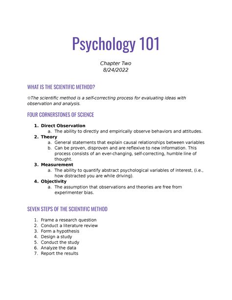 Py 101 Chapter Two Notes Psychology 101 Chapter Two 824 What Is